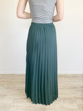 Pleated Green Maxi Skirt Large