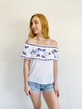 Francesca's Floral Embroidered Top Small