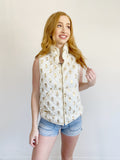 Simply Southern Pineapple Puffer Vest NWT Medium