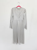 VINCE Front Back Twist Silk Dress NWT 4 in Silver