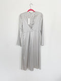 VINCE Front Back Twist Silk Dress NWT 4 in Silver