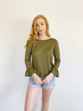 J. Crew Olive Shimmer Top Medium