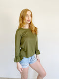 J. Crew Olive Shimmer Top Medium