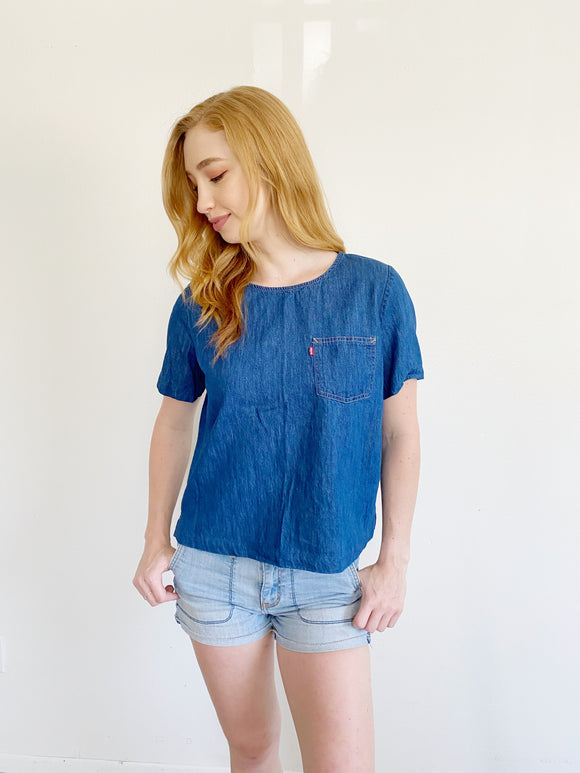 Levi's Denim Short Sleeve Top Medium