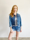 Francesca's Denim Embroidered Jean Jacket Small