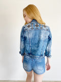 Francesca's Denim Embroidered Jean Jacket Small