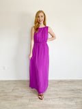 Gianni Bini Formal Solid Purple Maxi Dress Medium