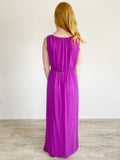 Gianni Bini Formal Solid Purple Maxi Dress Medium