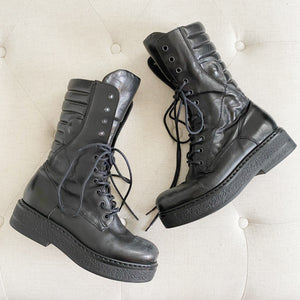Janet & Janet Leather Lace-up Combat Boots 37.5