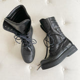 Janet & Janet Leather Lace-up Combat Boots 37.5