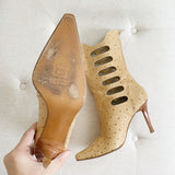 Stuart Weitzman Ostrich Buckle Heel Boots 7.5