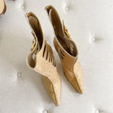 Stuart Weitzman Ostrich Buckle Heel Boots 7.5