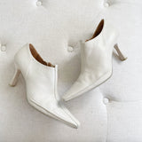 Donald J Pliner Leather Cream Kitten Heel Booties 8