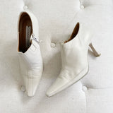 Donald J Pliner Leather Cream Kitten Heel Booties 8