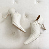 Donald J Pliner Leather Cream Kitten Heel Booties 8