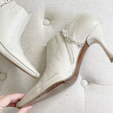 Donald J Pliner Leather Cream Kitten Heel Booties 8