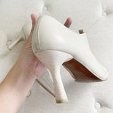 Donald J Pliner Leather Cream Kitten Heel Booties 8