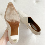 Donald J Pliner Leather Cream Kitten Heel Booties 8