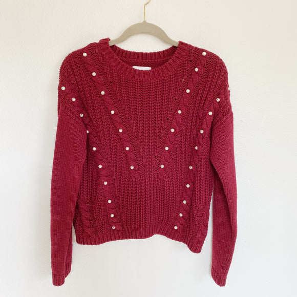 BONGO Pearl Knit Cabernet Sweater Medium