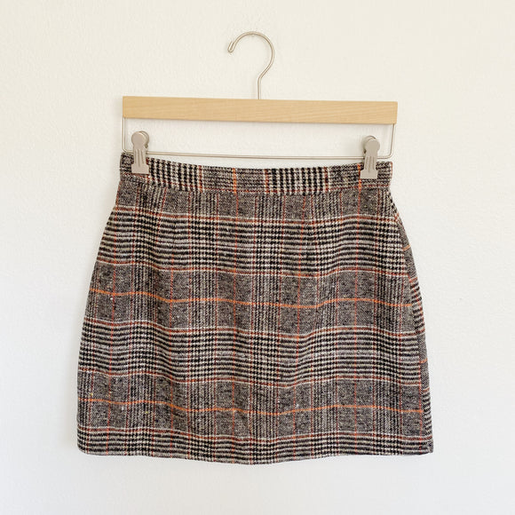 Plaid Fall Faux Wool Skirt Medium