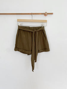 SHEIN Olive Linen High Waisted Shorts Medium