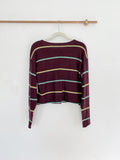 Free People Make You Mine Plum Long Sleeve Stripe Sweater NWT XS