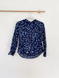 Banana Republic Navy Floral Silk button down Top XXS