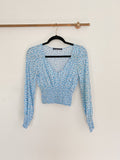 Abercrombie & Fitch Floral Blue Long Sleeve Top XS