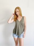 Free People Olive Wrap Tank Top Small