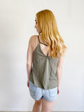 Free People Olive Wrap Tank Top Small