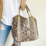 Michael Kors Snakeskin Hobo Shoulder Bag