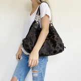 Coach Black Monogram Hobo Shoulder Tote Bag