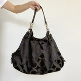 Coach Black Monogram Hobo Shoulder Tote Bag