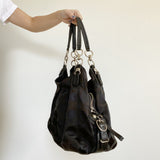 Coach Black Monogram Hobo Shoulder Tote Bag