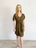 H&M Olive Cotton Tie Dress Medium