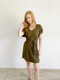 H&M Olive Cotton Tie Dress Medium