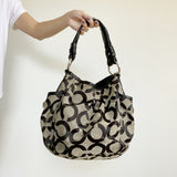 Coach Monogram Shoulder Hobo Tote Bag