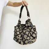 Coach Monogram Shoulder Hobo Tote Bag