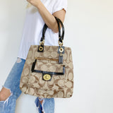 Coach Lurex Monogram Turn Lock Khaki Shoulder Purse