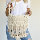 American Eagle Boho Fringe Braided Crossbody Bag