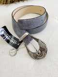 LEATHER ROCK Western Crystal Leather Belt NWT 34