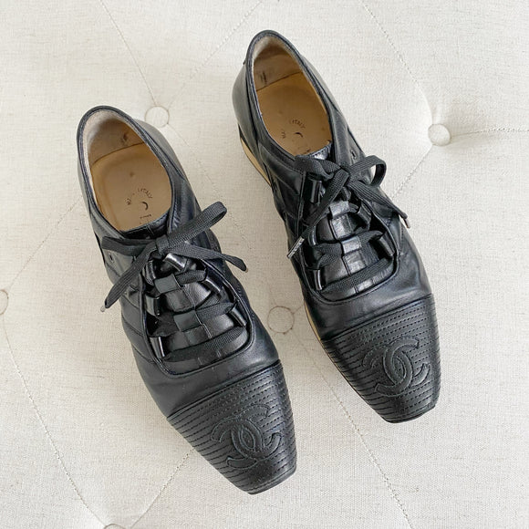 CHANEL Oxford Loafer Sneaker with Wedge 9