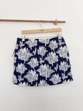 Crown & Ivy Printed Navy White Scallop Pencil Skort NWT 6