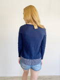GAP Prep Navy Floral Long Sleeve Sweater Small