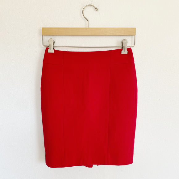 Ann Taylor Wool Red Holiday Pencil Skirt 00
