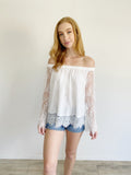 True Religion Lace off-the-shoulder Long Sleeve Top Small