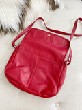 Vintage Red Genuine Leather Crossbody Bag