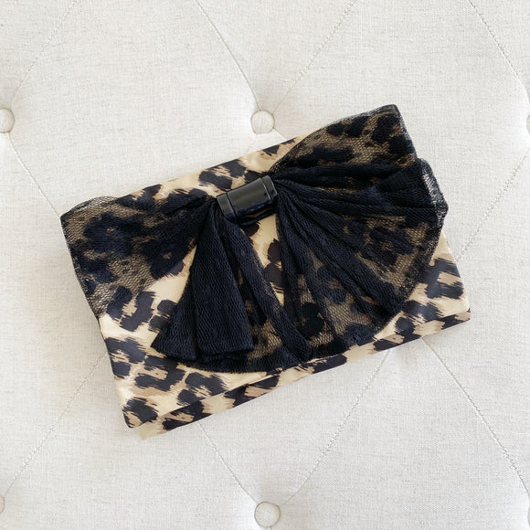 RED Valentino Leopard Bow Clutch Bag