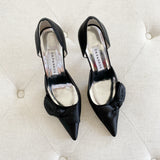 Caparros Black Satin Bow Pointed Toe Heels 8