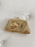 Whiting & Davis Vintage 1940's Gold Mesh Coin Pouch with Key Ring